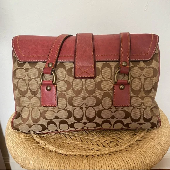 COACH Vintage Y2K Special Edition Fall 2004 Burgundy Suede Monogram Shoulder Bag - Picture 7 of 16